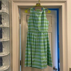 Garnet Hill sleeveless light and dark green striped sundress size 4